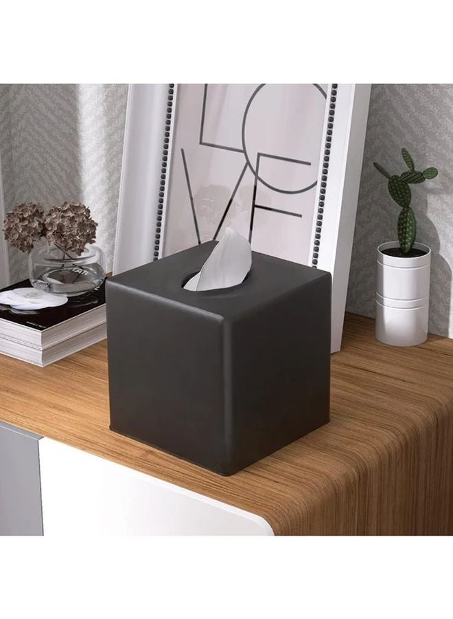 غطاء صندوق المناديل الأسود المربع - تصميم حديث وبسيط وسهل التنظيف - Image 5