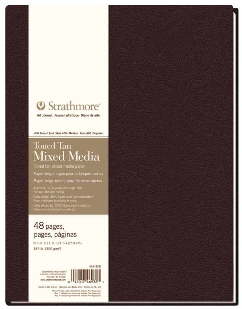 Strathmore 469-308 Hardbound Mixed Media Art Journal, 8.5" x 11", Toned Tan, 48 Pages - Image 5