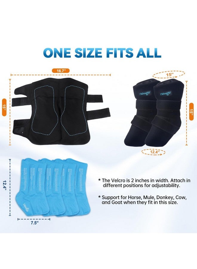 NEWGO NEWGO Horse Ice Pack Reusable Horse Leg Wrap for Injury, Cooling Horse Knee Wrap Full Coverage Leg Ice Boot Cold Pack 2 Wrap with 4 Gel Packs for Knee, Legs, Boots, and Hooves - Image 5