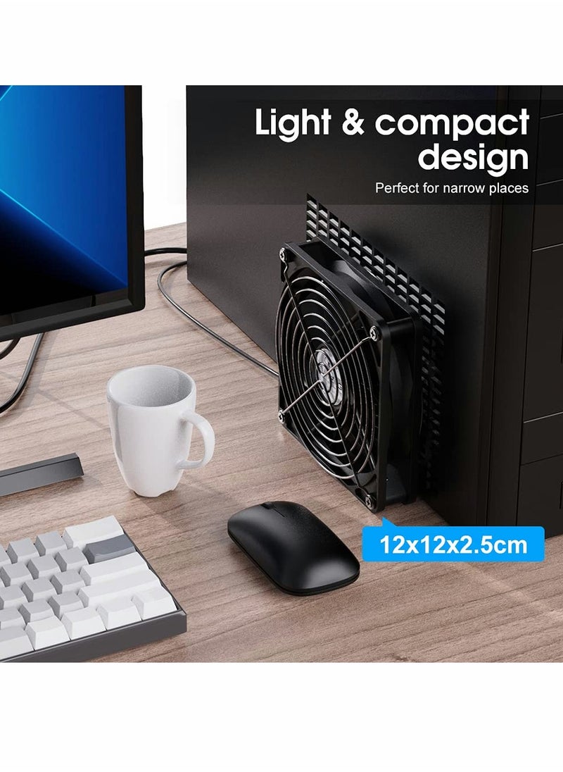 Excefore PC Fans 120mm 5V Cooling Fan 3-Degree Speed Switch Portable Home Office Fans Metal USB Powered Cooling Fan for Laptop/TV Box/AV cabint/PS4/Router  - Image 2