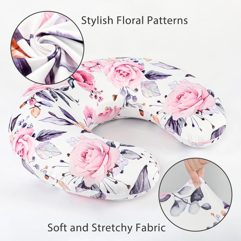 Pea Pod Nursing Pillow Cover for Baby Girl, Stretchy Removable Slipcover for Breastfeeding Pillows, Ultra Soft Comfortable Nursing Pillowcase, Baby Must Have (Pink Floral) - Image 2
