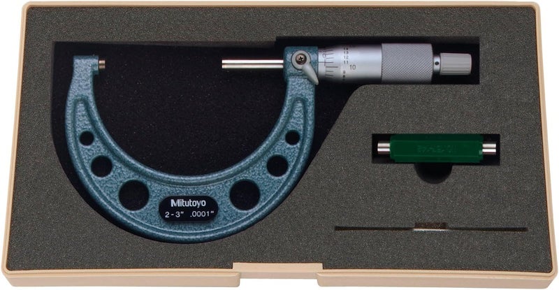Mitutoyo 103-217 Outside Micrometre with Baked-enamel Finish and Ratchet Stop, 5.1cm - 7.6cm Range