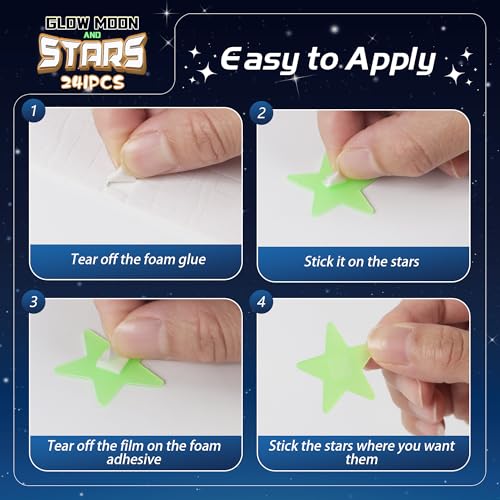 Neasyth 241PCS Glow in The Dark Stars Stickers, 3D Glow in The Dark Stars for Ceiling Wall Room Decor for Teen Girls Boys Kids Luminous Wall Stickers for Stocking Stuffers Holiday Birthday Gift (Green) - Image 5