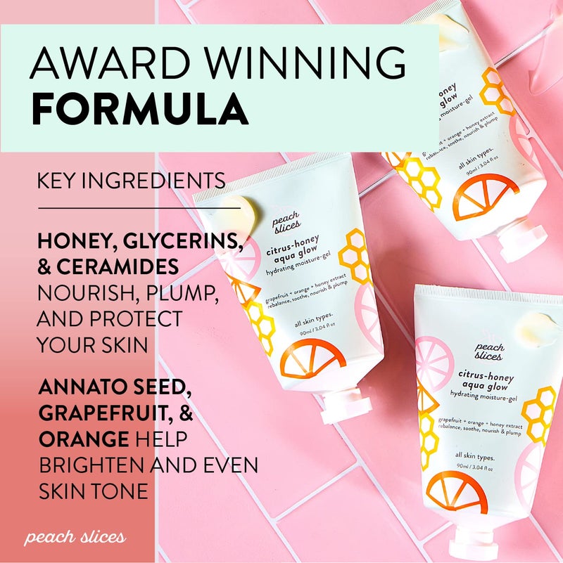 Peach Slices - Citrus-Honey Aqua Glow Moisturizer (3.04 oz) - Hydrating Moisture-Gel - Rebalance, Soothe, & Nourish - Grapefruit, Orange, Honey Extract - Vegan, Cruelty Free, Korean Skin Care & Beauty - Image 5
