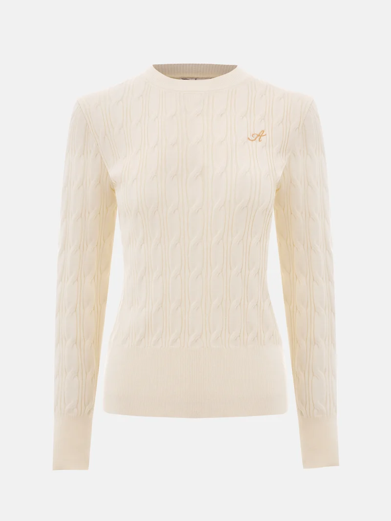Lichi Cable-knit jumper with chest embroidery