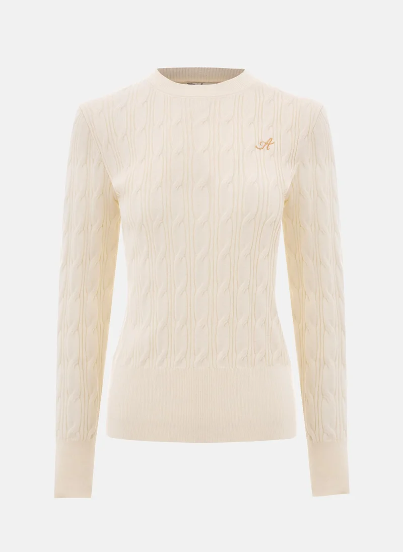 Lichi Cable-knit jumper with chest embroidery