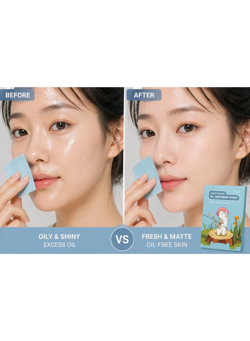 cat-shaped oil-absorbing wipes for the face - Instant removal of oil and shine - Lightweight and easy to use - (100 pieces inside the pack) - Image 2