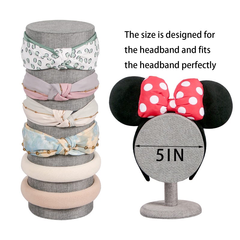 Coward T-Bar Beige Headband Holder Organizer,Hairband Display Stand,Hairband Storage Rack for Girls And Women (detachable gray linen) - Image 2