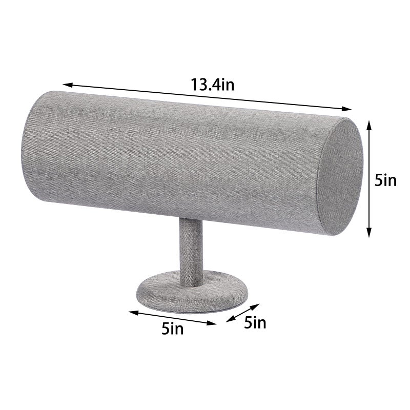 Coward T-Bar Beige Headband Holder Organizer,Hairband Display Stand,Hairband Storage Rack for Girls And Women (detachable gray linen) - Image 5