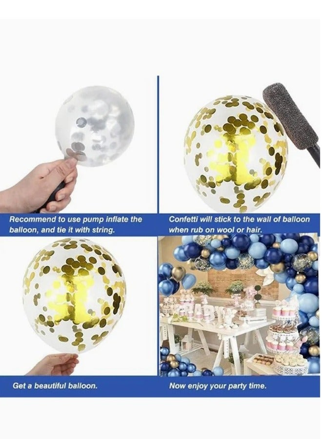 Zeemey 133 PCS Navy Blue Balloon Garland Arch Kit, Party Decorations Balloon Garland Kit with Gold Confetti Balloons and Gold Balloons for Birthday Wedding Baby Shower Bridal Shower Blue Theme Party - Image 4