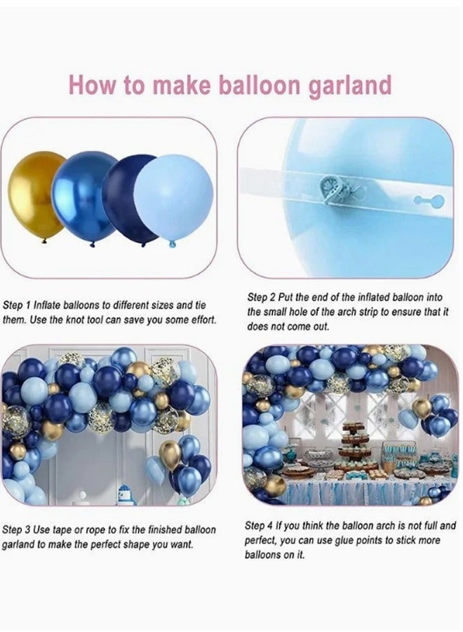 Zeemey 133 PCS Navy Blue Balloon Garland Arch Kit, Party Decorations Balloon Garland Kit with Gold Confetti Balloons and Gold Balloons for Birthday Wedding Baby Shower Bridal Shower Blue Theme Party - Image 3
