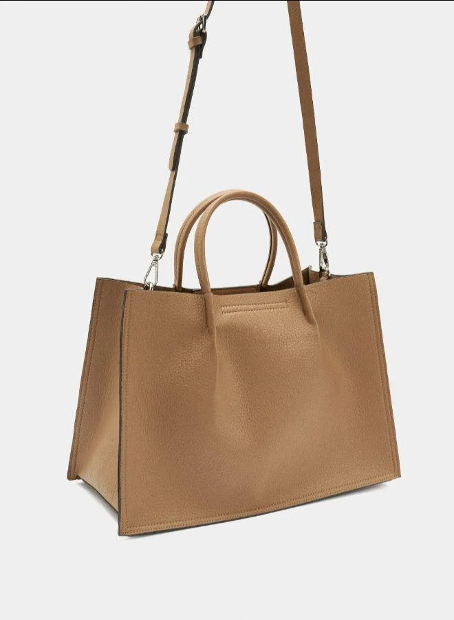PARFOIS Brown Textured tote bag with belt for Women | Best Price UAE