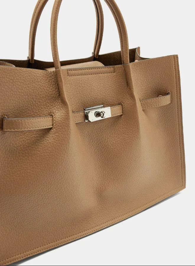 PARFOIS Brown Textured tote bag with belt for Women | Best Price UAE