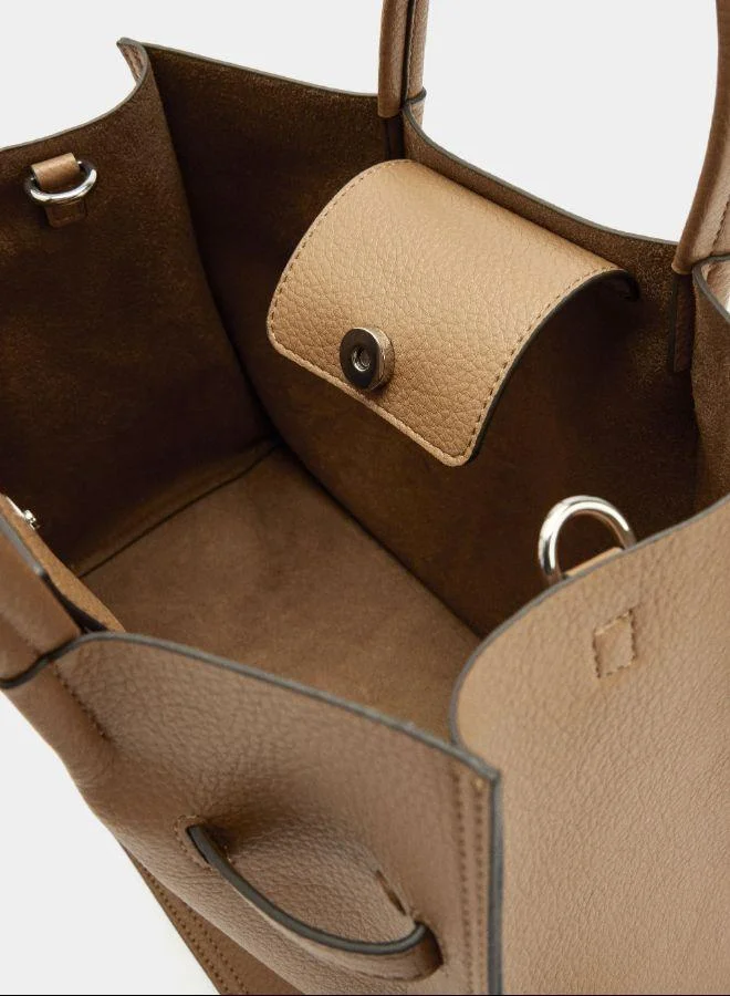 PARFOIS Brown Textured tote bag with belt for Women | Best Price UAE