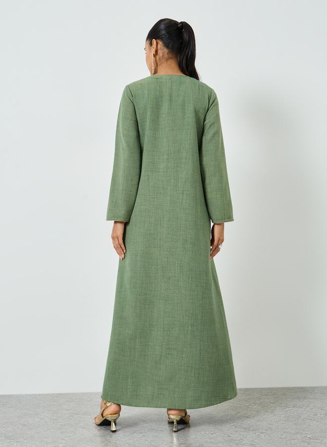 Maxim Creation Green Beaded Jalabiya with Fold Pleat - Image 3