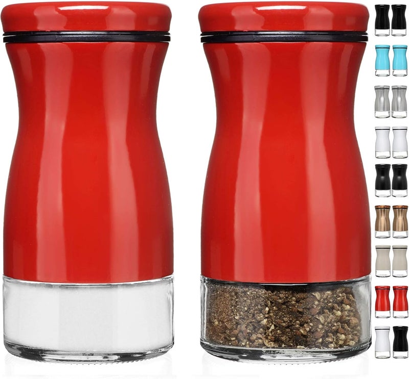 CHEFVANTAGE Salt and Pepper Shakers Set with Adjustable Pour Holes by - Red - Image 1