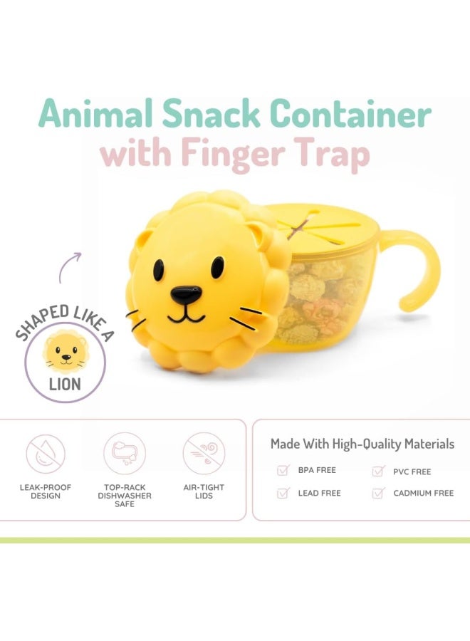 melii حاوية وجبات خفيفة مع مصيدة أصابع قابلة للإزالة للأطفال - تصميم أسد - Image 3