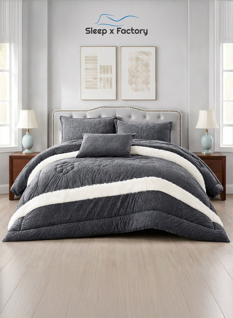 Sleep x Factory LISA 6-Piece Winter Velvet Comforter Set – King 240×260 cm - Image 2