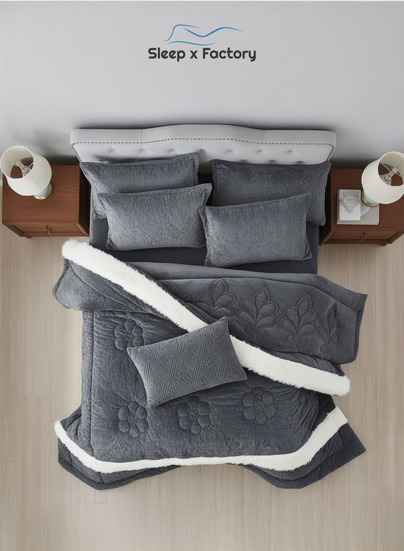 Sleep x Factory LISA 6-Piece Winter Velvet Comforter Set – King 240×260 cm - Image 3