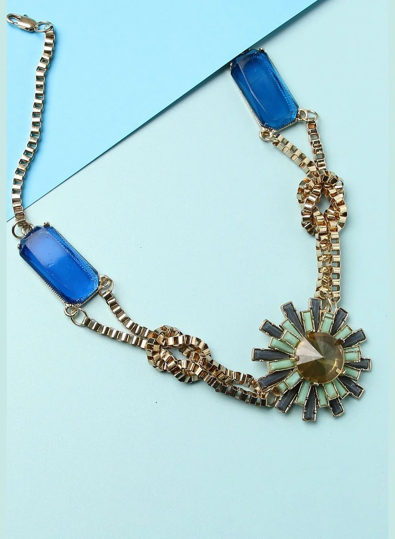 SOHI Gold Plated Designer Stone Necklace