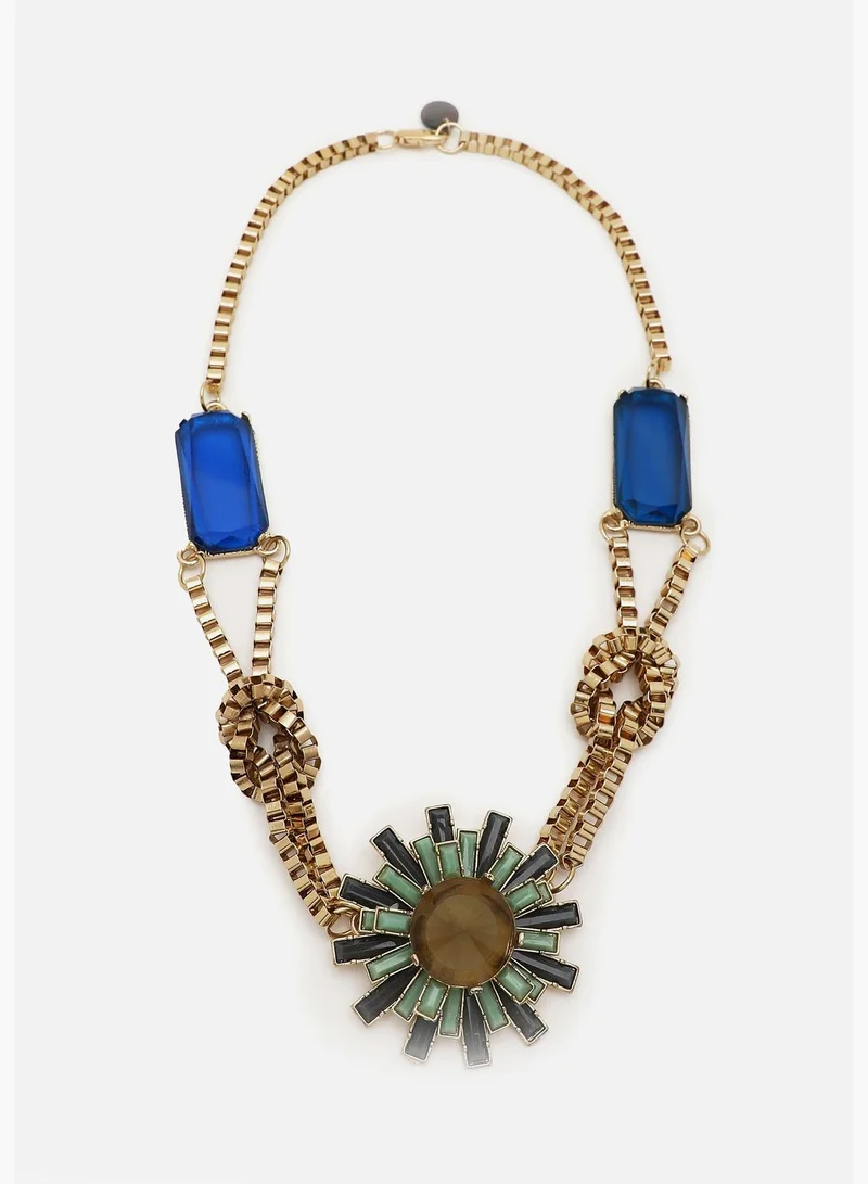 SOHI Gold Plated Designer Stone Necklace