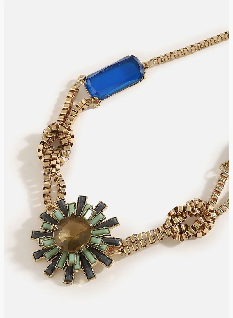 SOHI Gold Plated Designer Stone Necklace