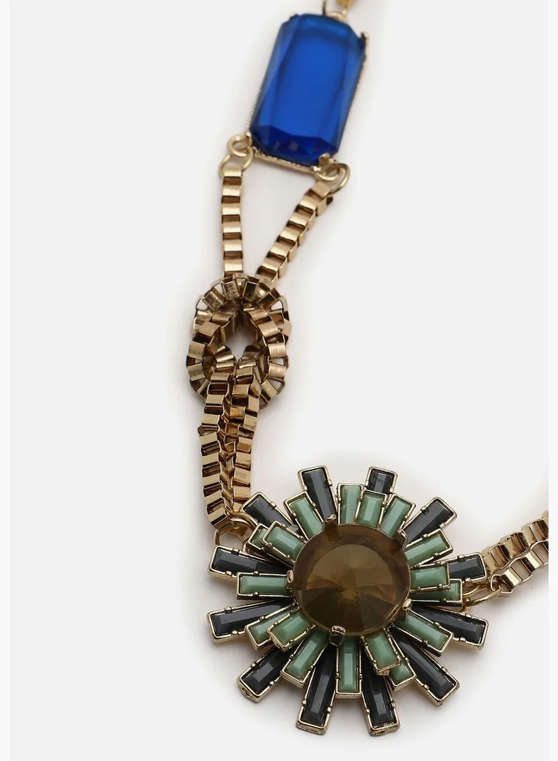 SOHI Gold Plated Designer Stone Necklace