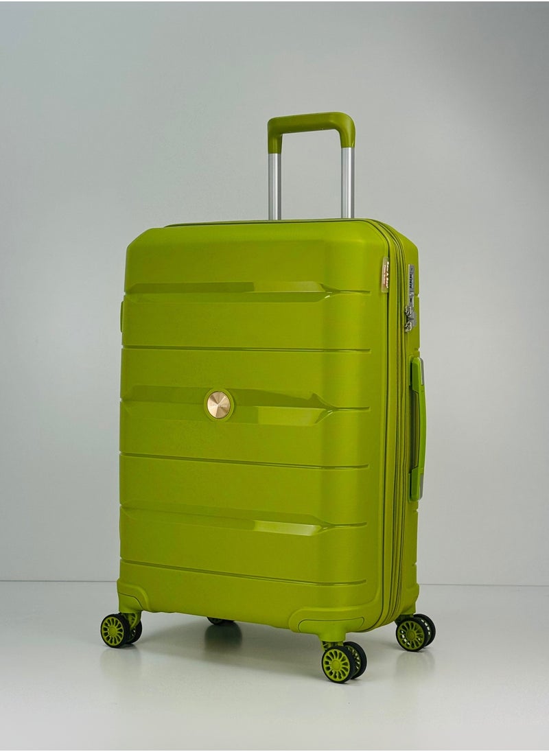 SAW & SEE 3-Piece PP Luggage Set – Lightweight Polypropylene Fashion Trolley Luggage Expandable Unbreakable Hard Shell with TSA Approved Lock, Anti-theft Security Zipper, and 4 Quiet 360° Double Spinner Wheels – 20" / 24" / 28"- Fruit Green  - Image 2
