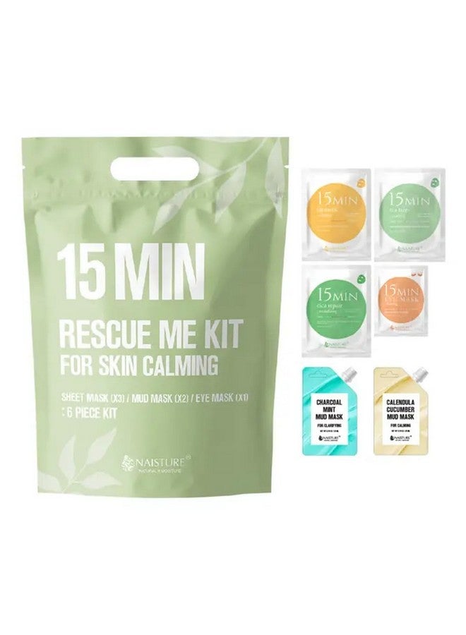 Naisture Women's Korean Spa Kit for Skincare - Cica, Turmeric, Tea Tree Sheet Masks, Eye Mask, Calendula Cucumber, and Charcoal Mint Mud Mask. Revitalize your skin with the 15 MIN RESCUE ME KIT - Image 1