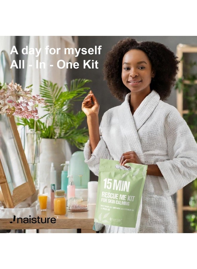 Naisture Women's Korean Spa Kit for Skincare - Cica, Turmeric, Tea Tree Sheet Masks, Eye Mask, Calendula Cucumber, and Charcoal Mint Mud Mask. Revitalize your skin with the 15 MIN RESCUE ME KIT - Image 4