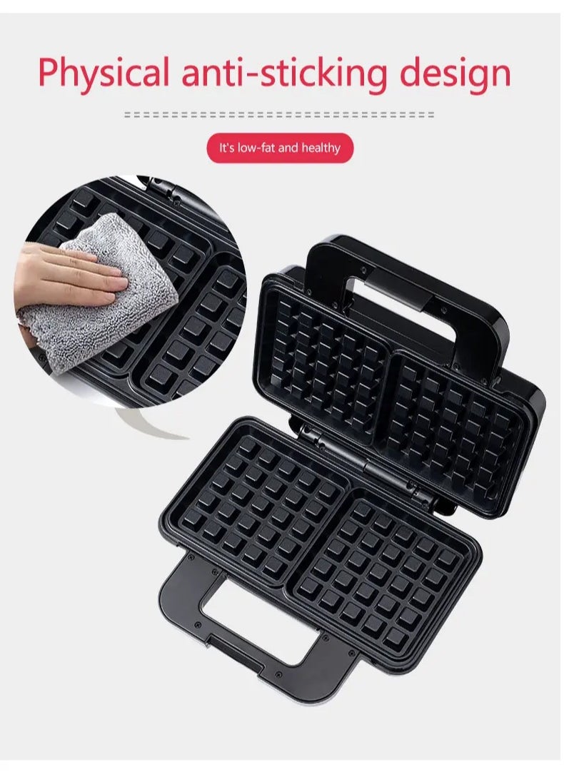 sokany Electric Waffle Maker 2 large pieces 1000 watts Non Stick Teflon plates SK-BBQ-225 Black  - Image 3