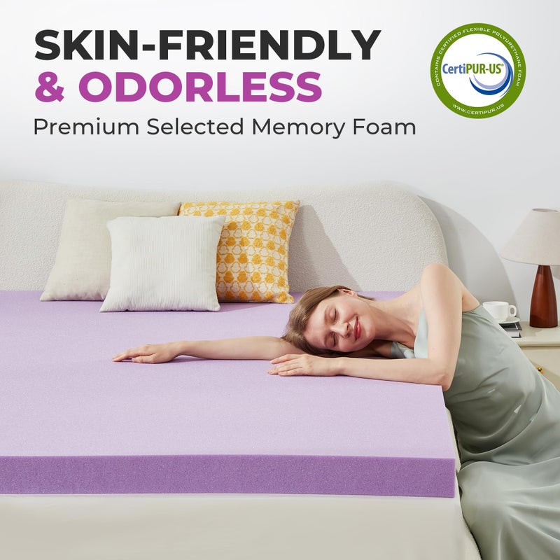 BDEUS 2 Inch Gel Memory Foam Mattress Topper Ventilated Soft Pressure Relieve Mattress Pad, Breathable Bed Topper, CertiPUR-US Certified, Twin Size - Image 4