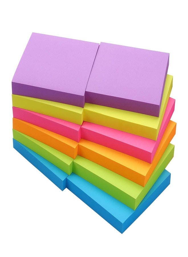 Winner Aura Sticky Notes 3x3 inch, Bright Colors Self-Stick Pads, 12 Pads/Pack, 100 Sheets/Pad, Total 1200 Sheets - Image 1