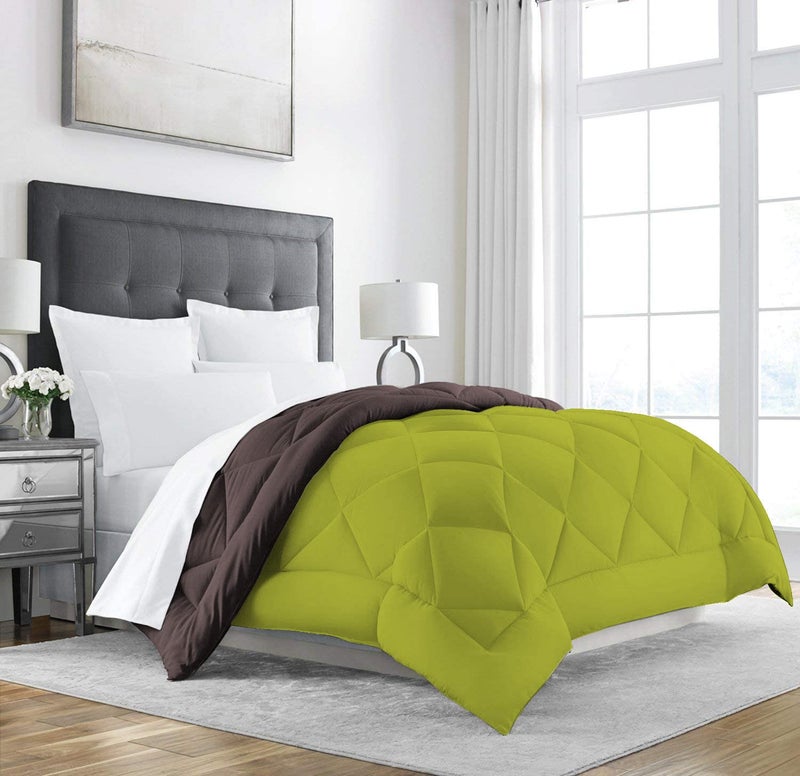 Texlux All Season Microfiber -Reversable Duvet/AC Comforter/Quilt - Brown Olive Green - Double Size 90 Inch x 100 Inch - Image 1