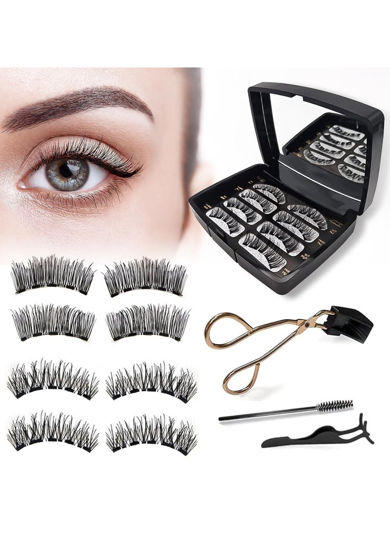 BONITO Magnetic Eyelashes, Reusable False Eyelashes Without Eyeliner, Magnetic Eyelashes Natural Look with Applicator, Portable Waterproof No Glue Eyelashes for Women (Black)  - Image 1