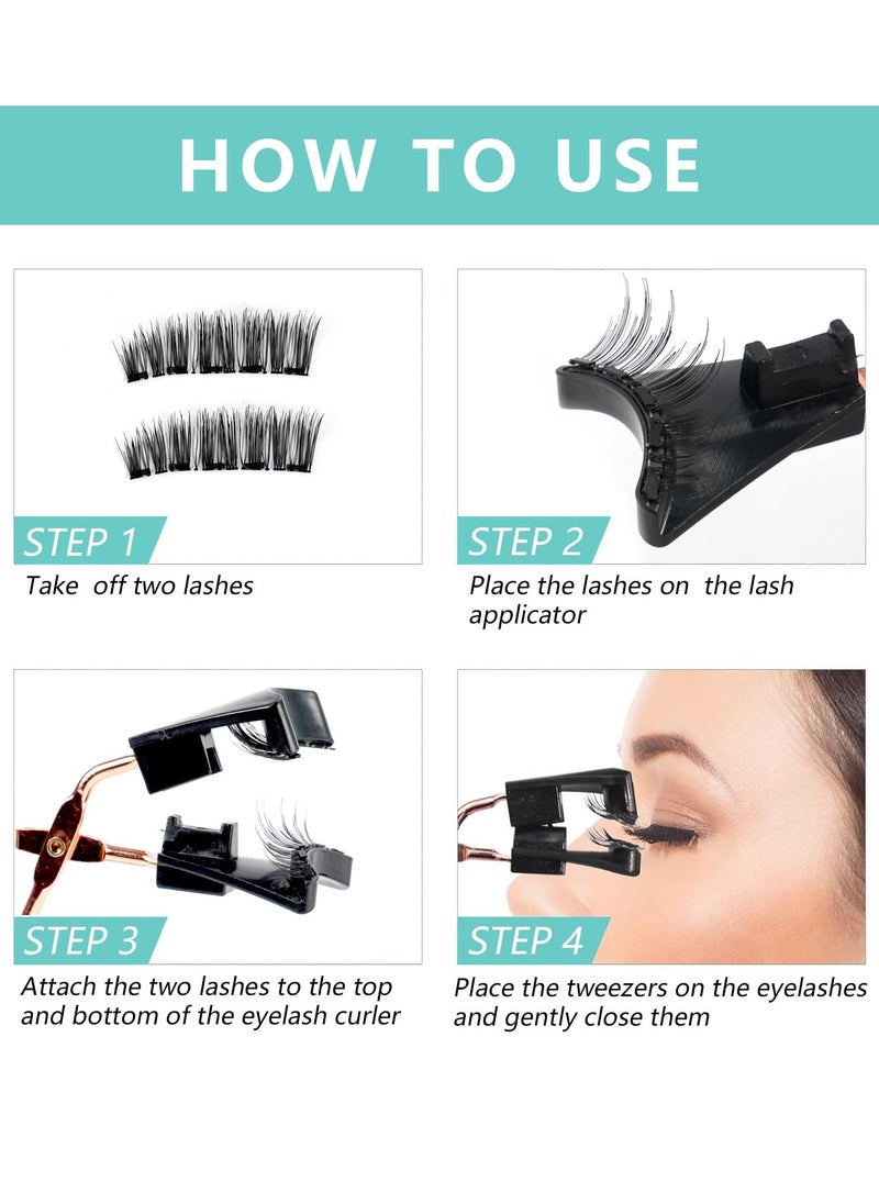 BONITO - Magnetic Eyelashes, Reusable False Eyelashes Without Eyeliner, Magnetic Eyelashes Natural Look with Applicator, Portable Waterproof No Glue Eyelashes for Women (Black) - Image 1