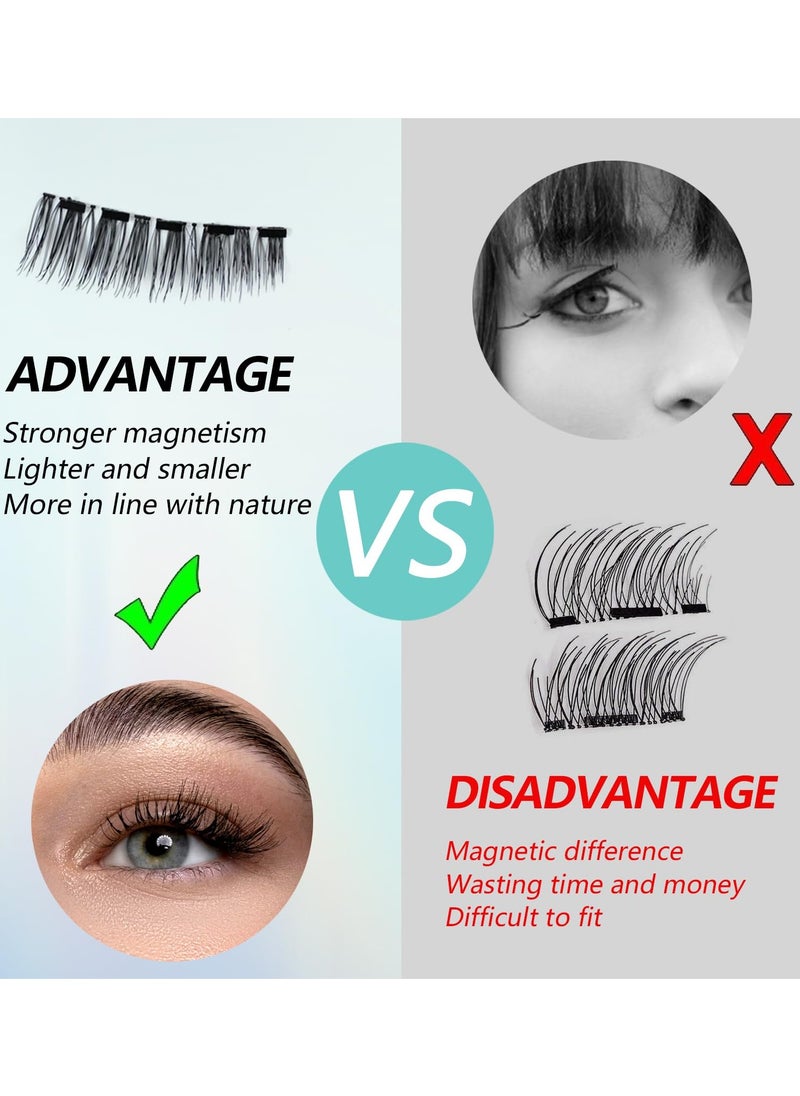 BONITO - Magnetic Eyelashes, Reusable False Eyelashes Without Eyeliner, Magnetic Eyelashes Natural Look with Applicator, Portable Waterproof No Glue Eyelashes for Women (Black) - Image 1