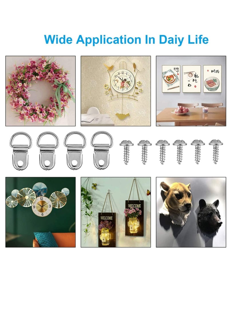 KASTWAVE 50 Pack D Ring Picture Frame Hanging Hangers with Screws for Picture Hanging, Home Decoration, Artwork, Picture Frame Hook, Photos, Mirrors, Hanging Clock - Image 4