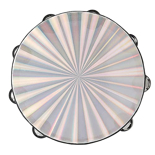 Musfunny Radiant Tambourine 10 inch for Adults 2-Row Jingles Bell Reflective Tambourines Hand Held Drum Musical Instrument for Kids Education KTV Party Church - 10 inch - Image 2