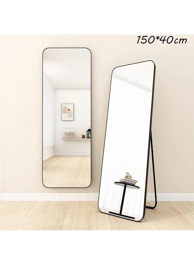 MIXDE Full Length Mirror 150X40Cm, Floor Mirrors With Aluminum Alloy Frame Free-Standing Leaning Large Bedroom Dressing Mirror, Full Body Mirror With Stand For Living Room,Bedroom,Black - Image 1