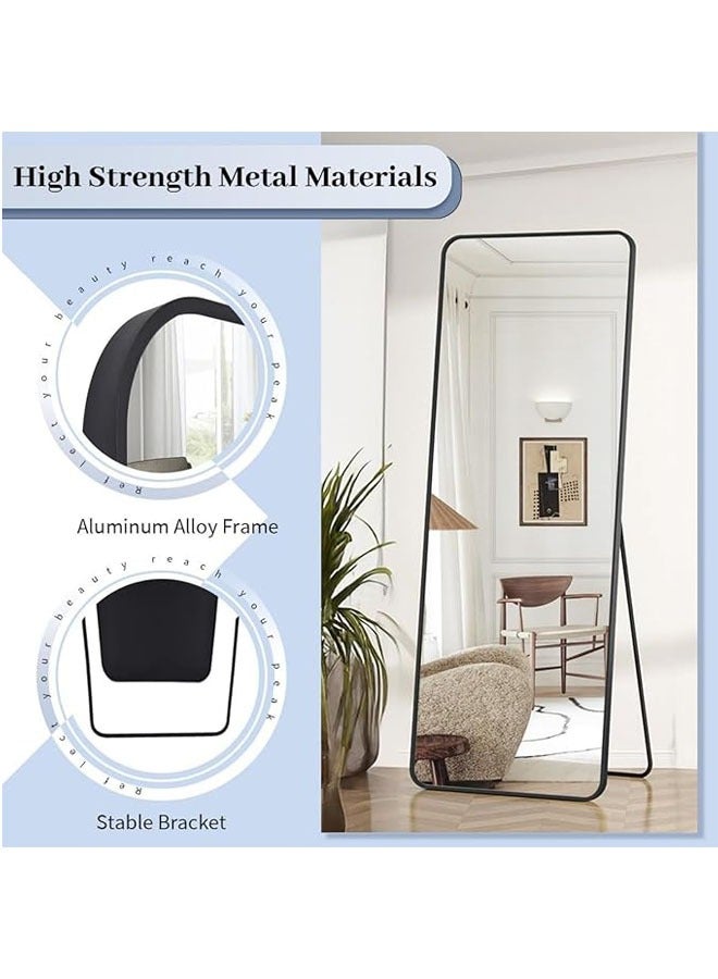 MIXDE Full Length Mirror 150X40Cm, Floor Mirrors With Aluminum Alloy Frame Free-Standing Leaning Large Bedroom Dressing Mirror, Full Body Mirror With Stand For Living Room,Bedroom,Black - Image 4