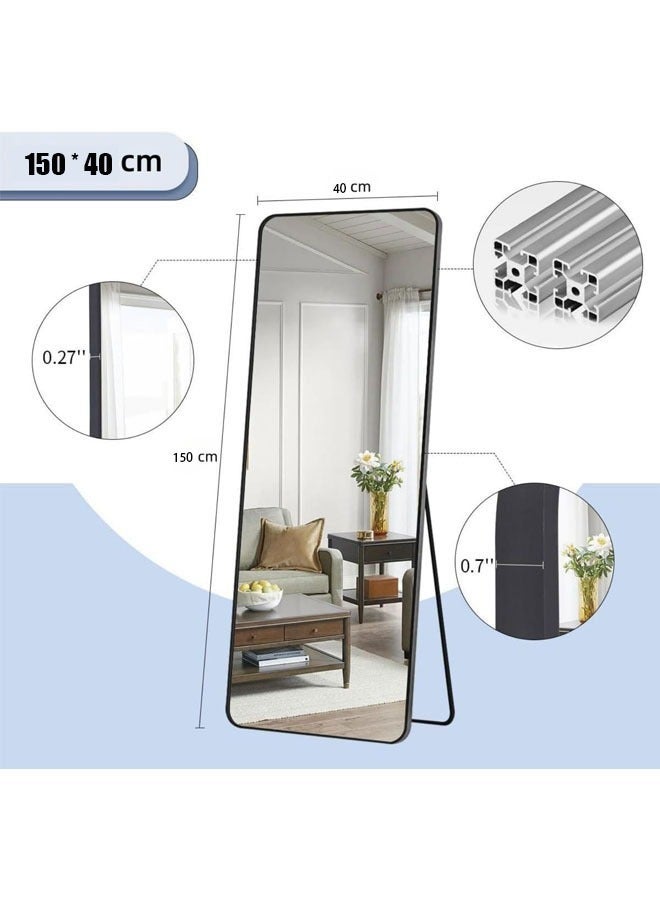 MIXDE Full Length Mirror 150X40Cm, Floor Mirrors With Aluminum Alloy Frame Free-Standing Leaning Large Bedroom Dressing Mirror, Full Body Mirror With Stand For Living Room,Bedroom,Black - Image 3
