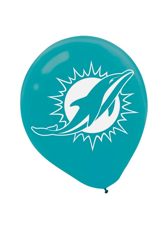 amscan Miami Dolphins Party Balloons - 12", Blue/White, 6 Pcs - Image 1