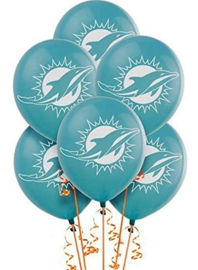 amscan Miami Dolphins Party Balloons - 12", Blue/White, 6 Pcs - Image 2