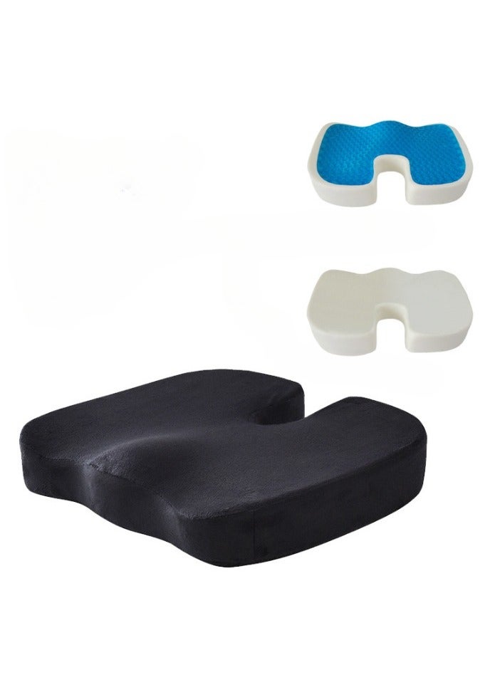 AROAQ Seat Cushion, Orthopedic Chair Pad Pain Relief Memory Foam Cushion,  Ergonomic U Shape Design Non-slip Cooling Gel Pad Seat Cushion, For Back Pain Relief, Tailbone Support,(Super Soft Velvet-black)  - Image 1