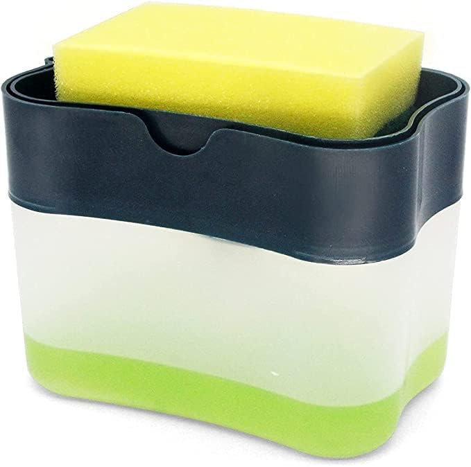 Showay Soap Dispenser and Sponge Holder for Kitchen Sink - Dish Washing Sponge Rack Shelf With Pump - Image 2
