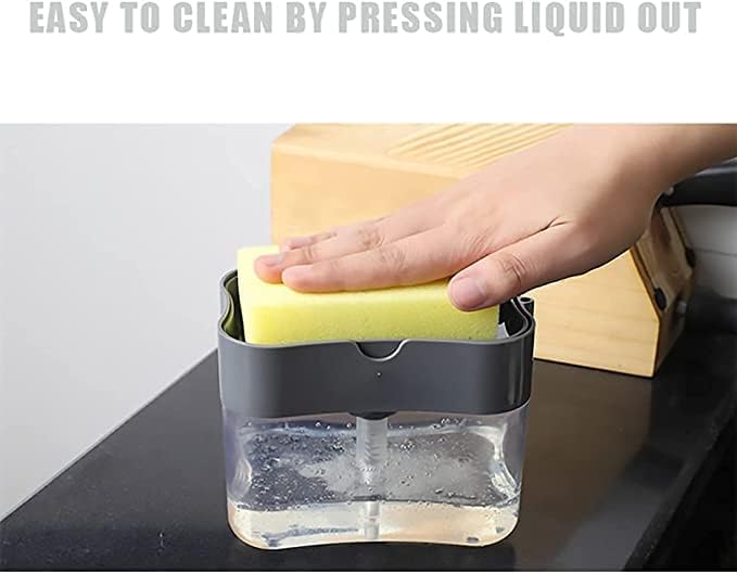 Showay Soap Dispenser and Sponge Holder for Kitchen Sink - Dish Washing Sponge Rack Shelf With Pump - Image 5