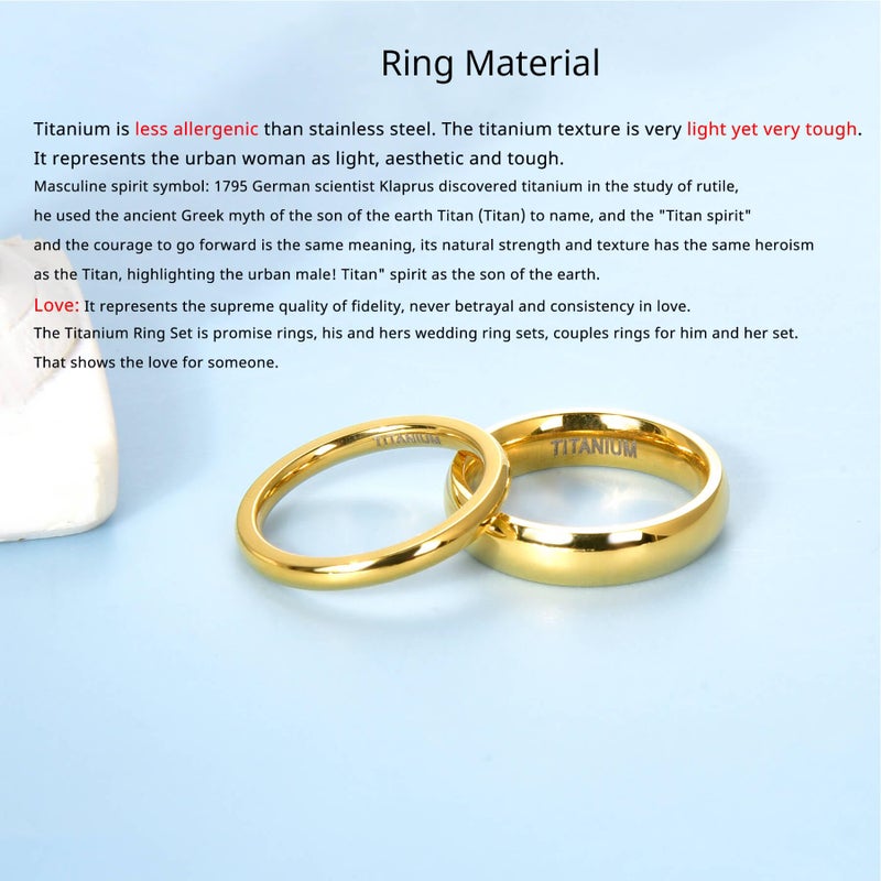 Lantine Stackable Gold Ring Set 2mm 4mm Titanium Ring High Polish Plain Dome Simple Wedding Band Comfort Fit Size 9 - Image 5