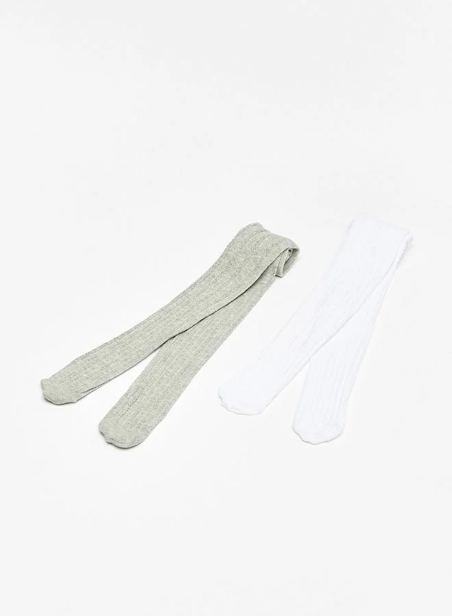 Textured Tights - Set Of 2