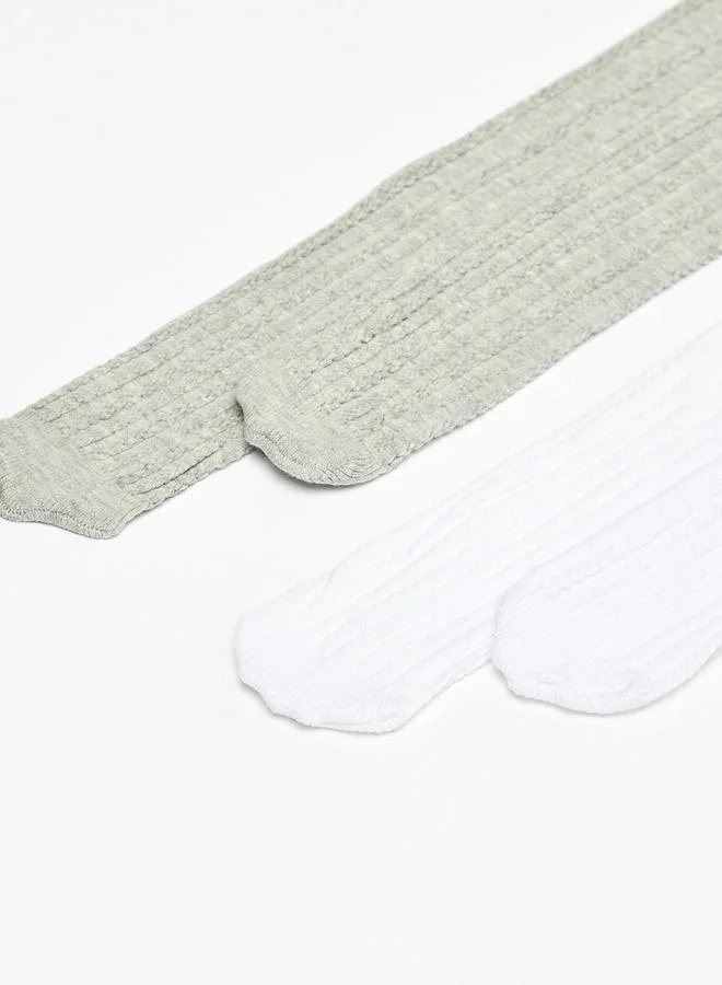 Little Missy MULTICOLOUR Textured Tights - Set Of 2 for Women | Best Price UAE